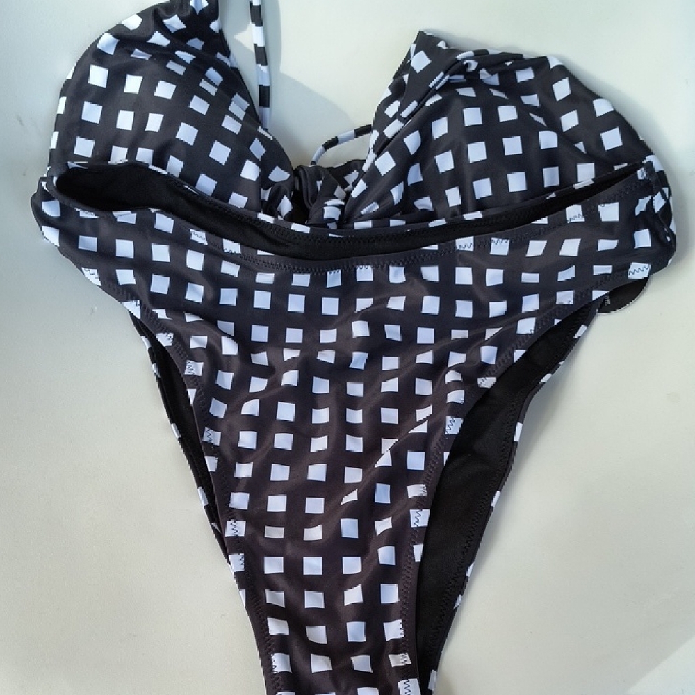 Bloomchic Black And White Checkered Bikini